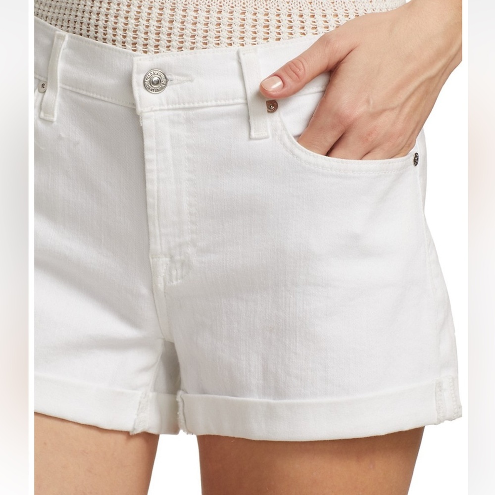7 For All Mankind, Low-Rise Stretch Denim Rolled Shorts